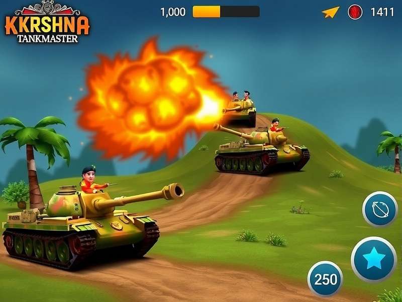 Krishna Tank Master gameplay screenshot showing tank battle